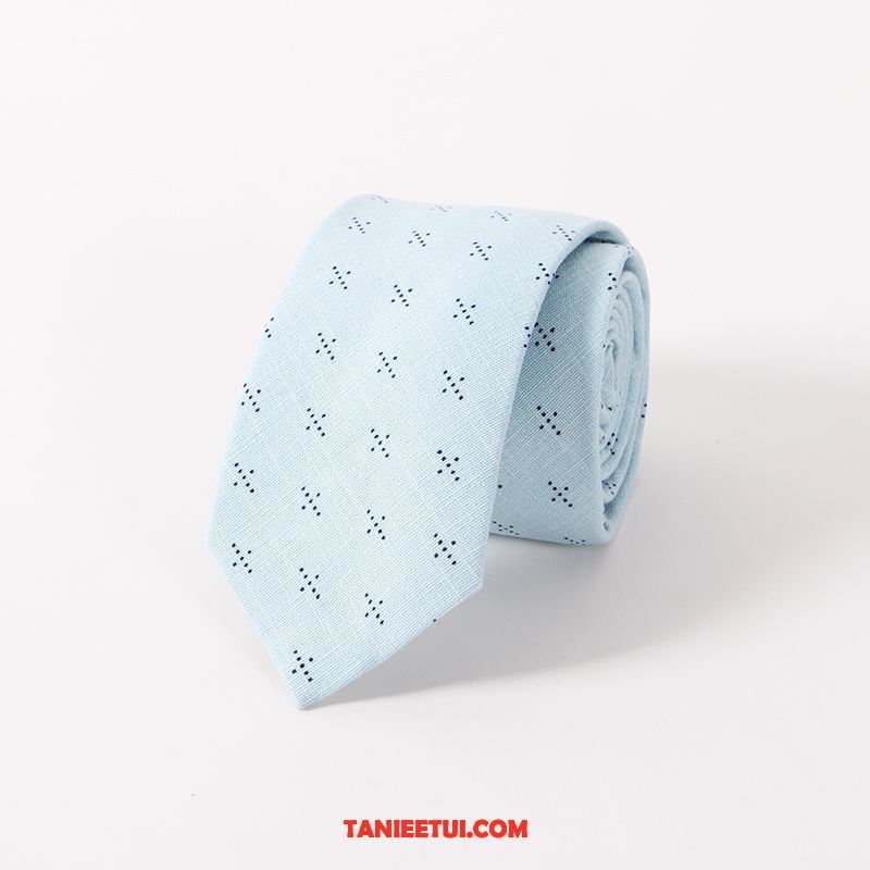 Krawat Męskie Mały Moda Z Bawełny, Krawat Świeży Student Wąskie Blau Weiß
