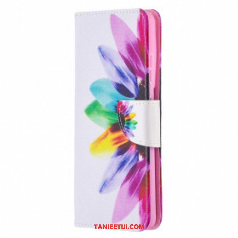 Skórzany Futerał do Samsung Galaxy S21 Ultra 5G Akwarela Kwiat