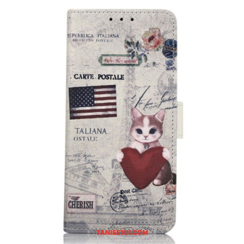 Skórzany Futerał do iPhone 14 Pro Max Kot Podróżnik